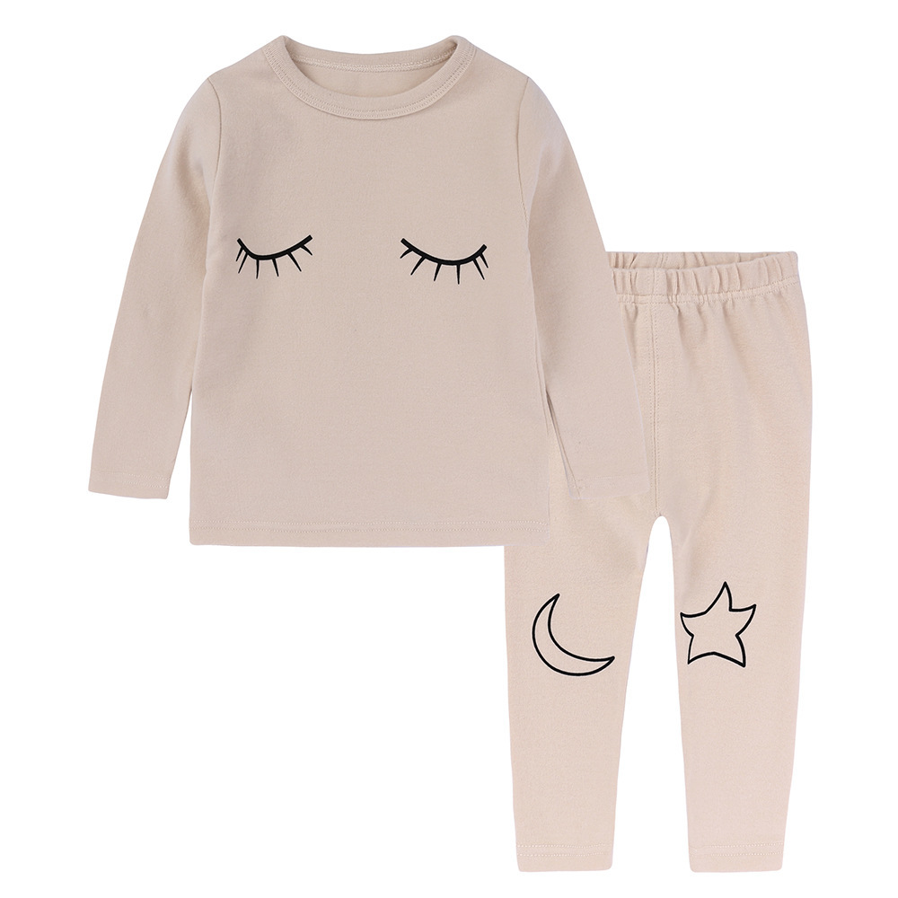 Children Pajamas Set Kids Cartoon Cozy homewear Baby Boys Girls Eyelash Print Lounge wear Kids Evening Dress LJ201216
