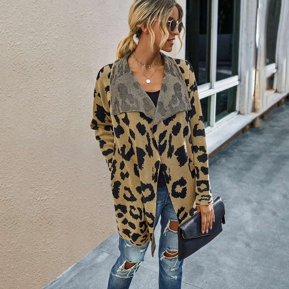 Long Jacket Women Coat Fashion Autumn Winter Clothes Vintage Ladies Leopard Print Windbreaker Cardigan Jackets Outwear Fall 201029