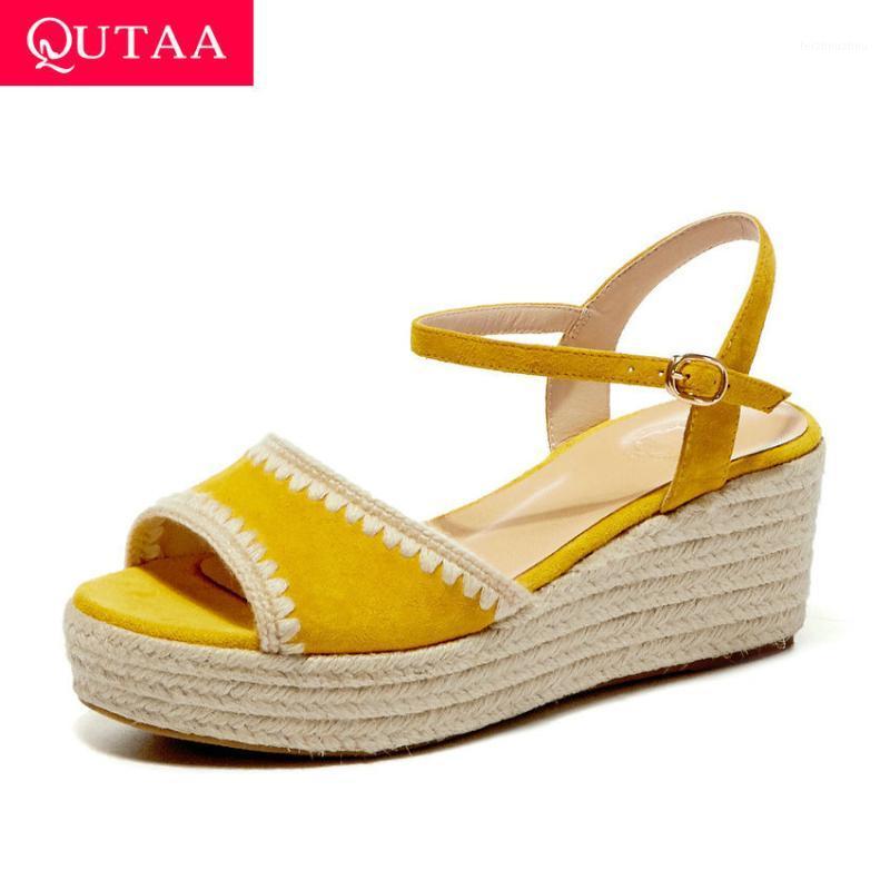 QUTAA 2020 Peep Toe Kid Suede Ladies Pumps Summer Platform Buckle Casual Women Shoes Fashion Wedge High Heel Sandals Size 34-391, Black 
QUTAA 2020 Peep Toe Kid Suede Ladies Pumps Summer Platform Buckle Casual Women Shoes Fashion Wedge High Heel Sandals Size 34-391, Black