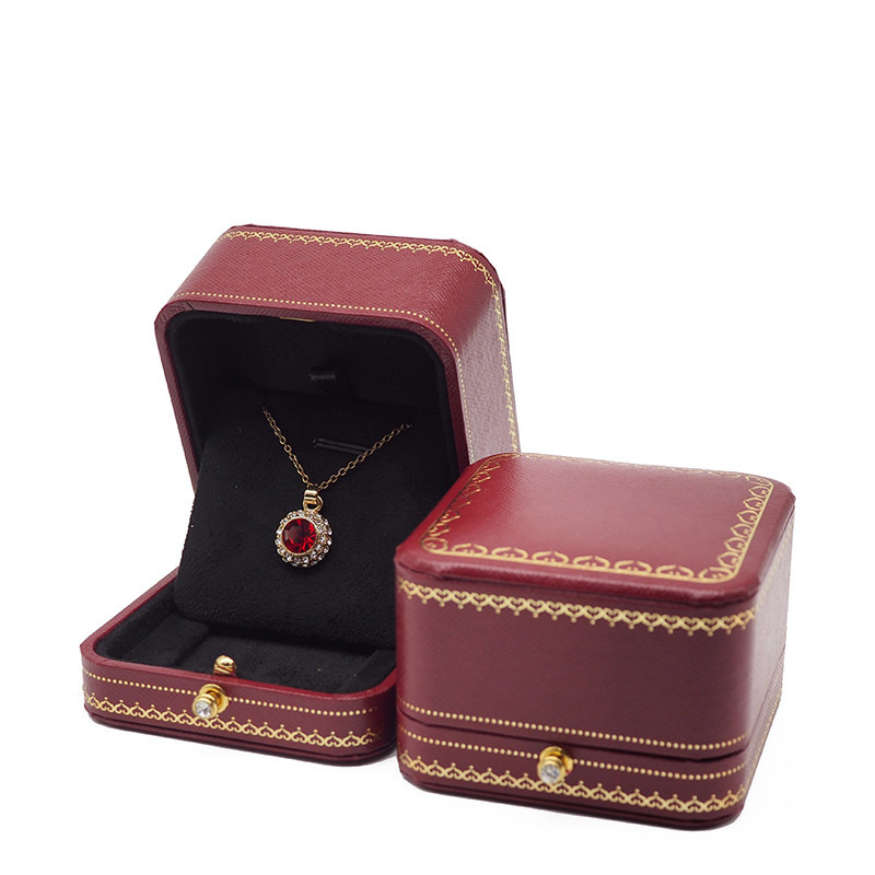 Red Leather paper jewelry organizer boxes and packaging wedding ring case bangle/pendant/bracelet Christmas gift box. T200808
