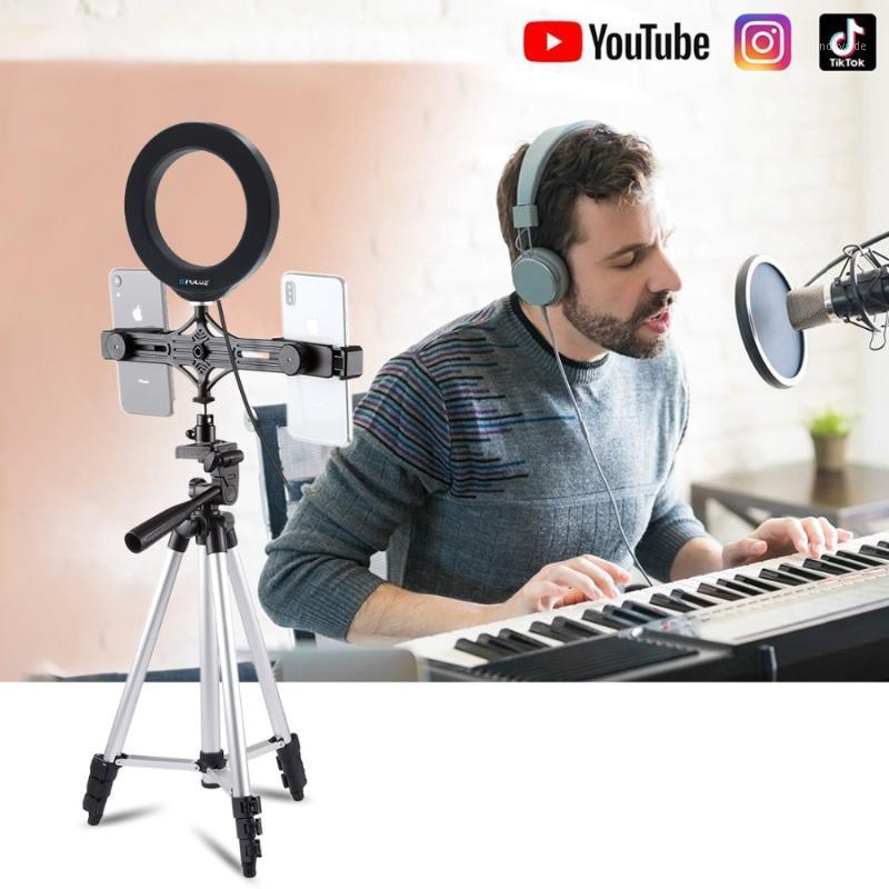 PULUZ Tripod Mount + Live Broadcast Dual Phone Bracket + 6.2 inch 16cm LED Ring Vlogging Video Light Kits1
PULUZ Tripod Mount + Live Broadcast Dual Phone Bracket + 6.2 inch 16cm LED Ring Vlogging Video Light Kits1