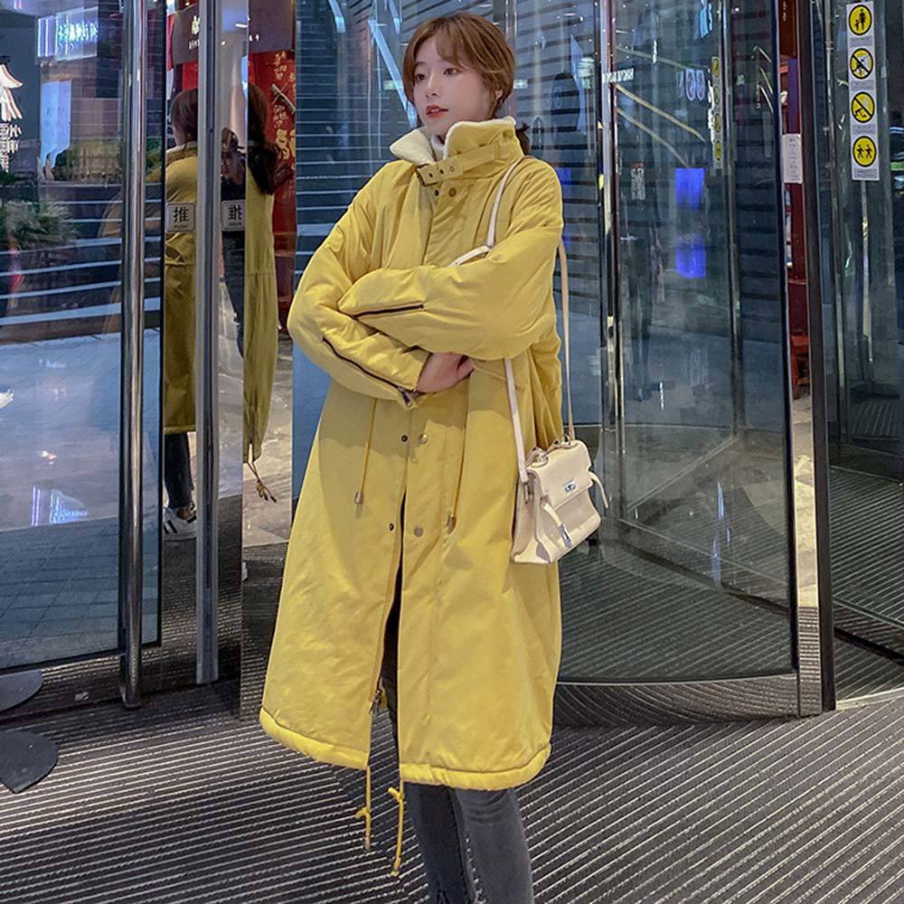 Vielleicht New Casual Wool Liner Parka Coat Fashion Single Breasted Adjustable Waist Winter Jacket Women Long Warm Parkas 201019