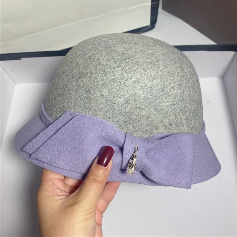 Pure Wool Color Matching Bow Fisherman Hat French Light Luxury Retro Elegant Basin Hat Japanese Bowler, White
Pure Wool Color Matching Bow Fisherman Hat French Light Luxury Retro Elegant Basin Hat Japanese Bowler, White