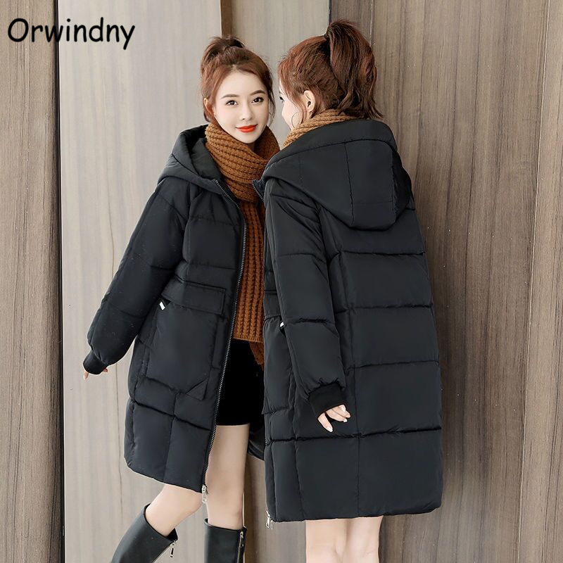 Orwindny Casual Long Winter Coat Women Sold Hooded Wadded Jacket For Girls Snow Wear Thick Warm Parkas 8 Colors Padded Clothing 201127