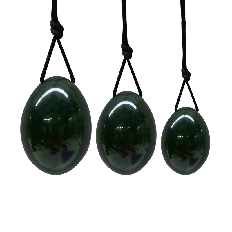 3pcs/set Natural Nephrite Jade Yoni Eggs For Women Kegel Exercise Jade Yoni Egg Set Vaginal Muscle Tightening Drilled Massage Stone