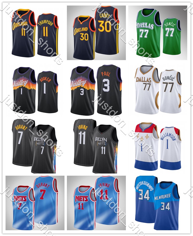 Youth Child Irving 11 Durant 7 Doncic 77 Antetokounmpo 34 Booker 1 Paul 13 Curry 30 Thompson 11 Embroidery City Black Edition Jerseys Shirt, Black;red
Youth Child Irving 11 Durant 7 Doncic 77 Antetokounmpo 34 Booker 1 Paul 13 Curry 30 Thompson 11 Embroidery City Black Edition Jerseys Shirt, Black;red