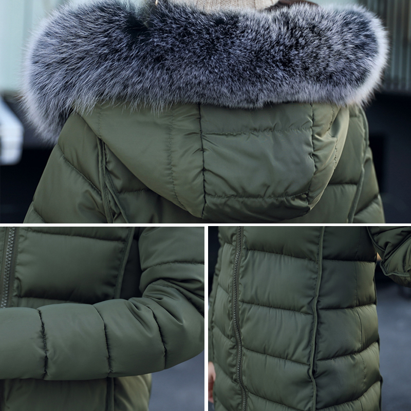 Womens Coat Long Lady Winter Parkas Jackets Fur Collar Thick Hood Full Outerwear Warm Casaco Feminina Inverno Thicken 201217
