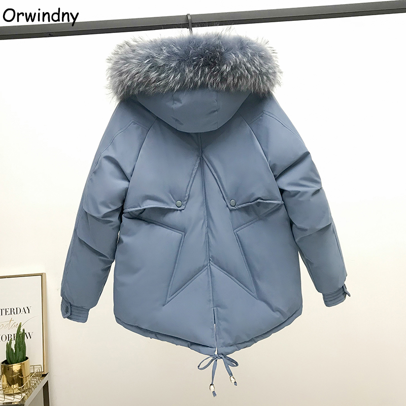 Orwindny Womens Down Cotton Jacket Loose Female Jacket Big Pockets Star Winter Coat Women Hooded Warm Regular Clothing 201027