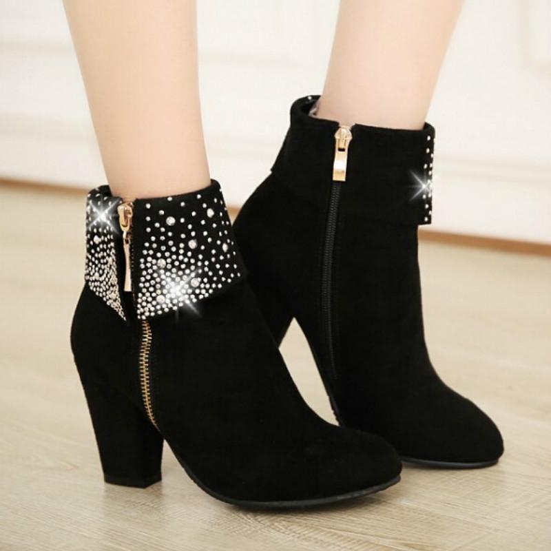 Women High Quality Suede Women's Boots Autumn and Winter New Fashion Rhinestone Women Short Boots Side Zipper High Heel, Blue
Women High Quality Suede Women's Boots Autumn and Winter New Fashion Rhinestone Women Short Boots Side Zipper High Heel, Blue