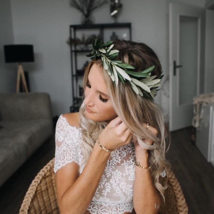 Two Piece Dresses A E Short Sleeves Chiffon Lace Applique Off The Shoulder Boho Beach Wedding Gown Vestido De Novia Pplique 6660306