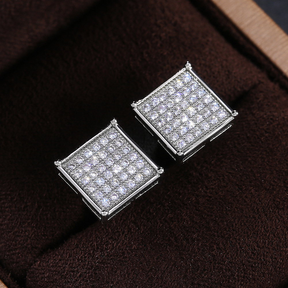 Hip Hop Men Silver Color Screw Back Earrings Shining CZ Cubic Zirconia Stone Square Stud Earrings for Men Women Bling Earrings Jewelry
Hip Hop Men Silver Color Screw Back Earrings Shining CZ Cubic Zirconia Stone Square Stud Earrings for Men Women Bling Earrings Jewelry