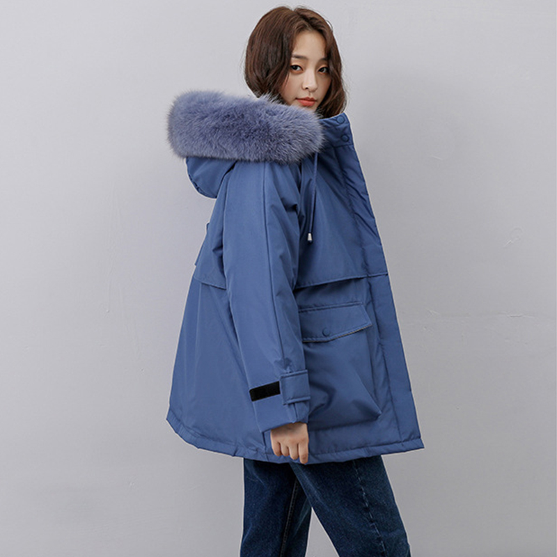Faux Fox Fur Hooded Winter Coat Women Long Jacket Female Thick Warm Parkas Female Loose Oversized Pocket Outerwear Clothes 201217