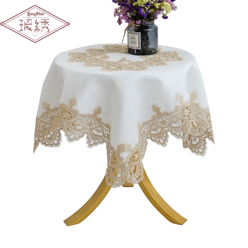 

European White Jacquard Lace Fabric Tablecloth Tv Cabinet Cover Towel Air Conditioning Dustproof Cover Cloth Home Decor Textile