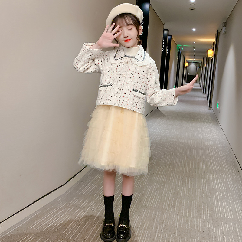 Cute Baby Girl Sets Loose Fashion Coats + Patchwork Long Sleeve Child Tutu Princess Dress Ladylike Kids Clothes Girls Outfits Y1117