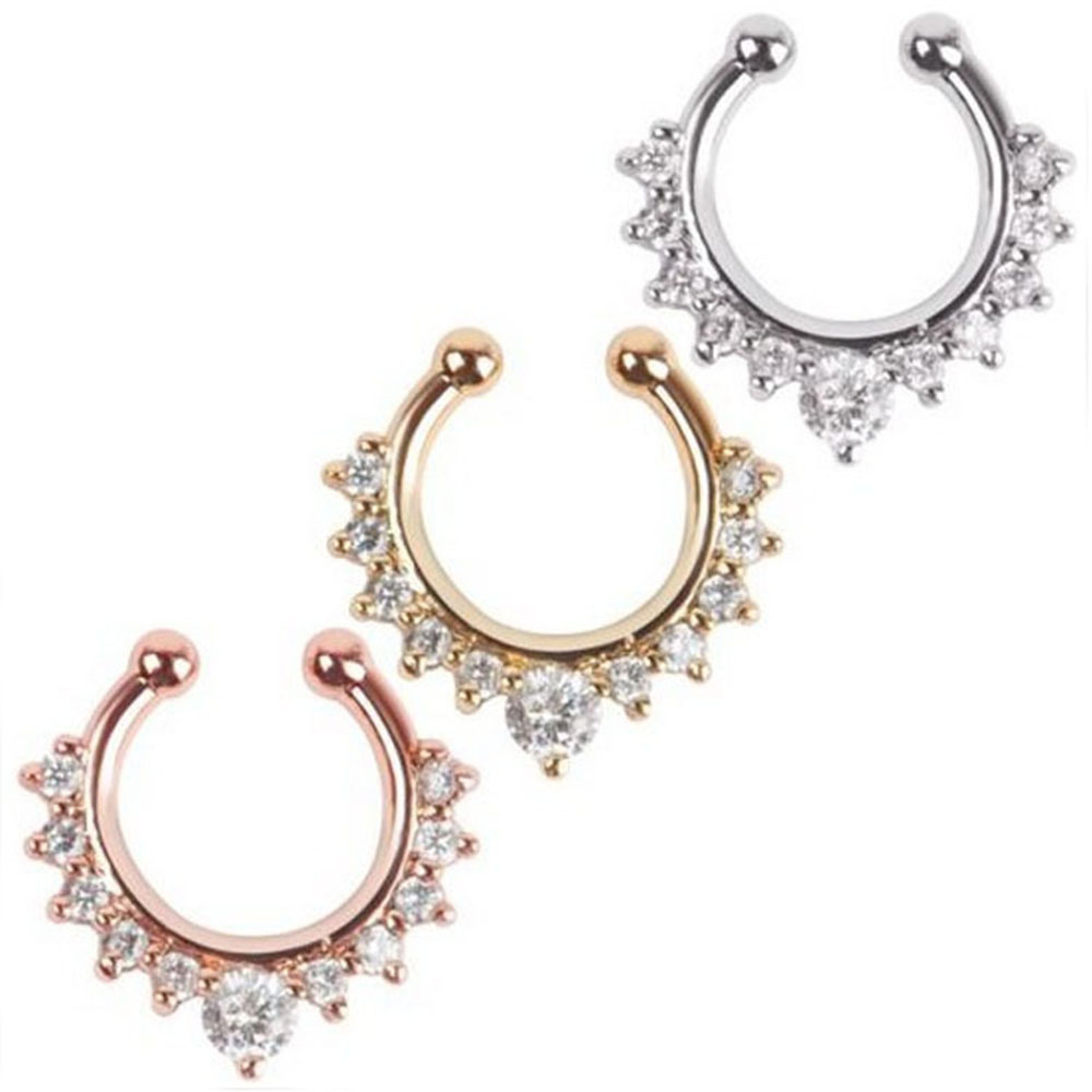 Shiny Crystal Nose Rings Studs Crown Shape Nose Screw Hoop Diamond Hypoallergenic Nostril Nose Piercing Jewelry for Women Wholesale Price