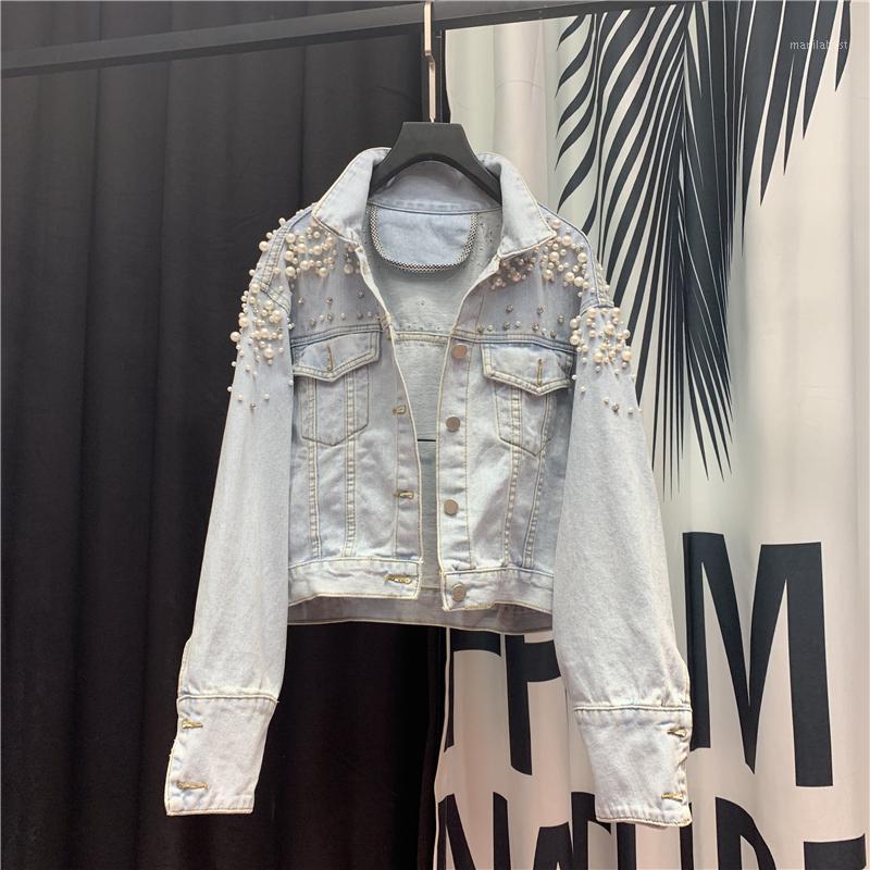 Women' Jackets Autumn Heavy Beadin Outerwear Pearls Rhinestone Ripped Holes Washed Denim Jacket Women Basic Coat Female NZY571, Blue
Women' Jackets Autumn Heavy Beadin Outerwear Pearls Rhinestone Ripped Holes Washed Denim Jacket Women Basic Coat Female NZY571, Blue