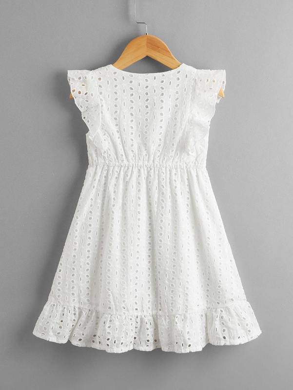 Toddler Girls Schiffy Bow Front Ruffle Hem Dress SHE