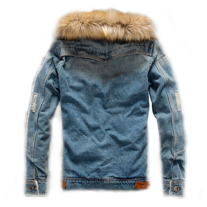 Winter Mens Denim Jackets Fleece Thick Warm Jeans Jacket Men's Fur Hooded Outerwear Wool Liner Thicken Cowboy Windbreaker Coats 201114