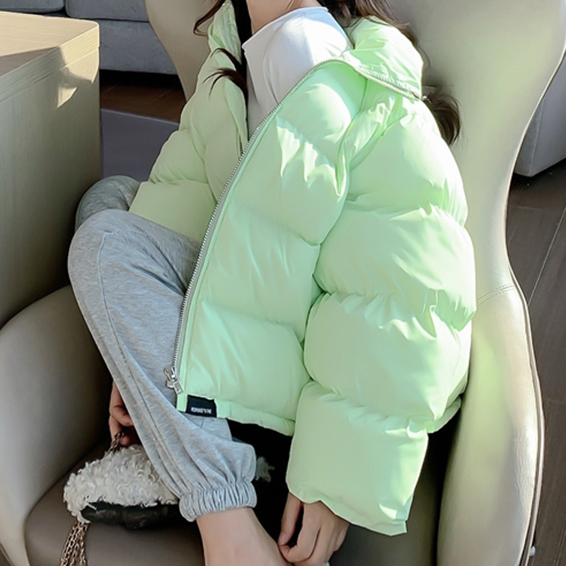 Winter Woman Parkas Bread Coats Warm Solid Green Short Jacket Korean Style Loose Thick Outercoats Pink Simple Elegant Tops 201026