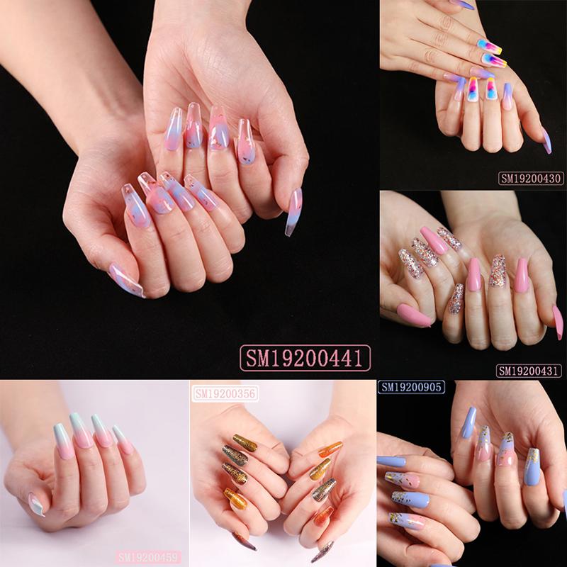 24Pcs/Set Fashion Fake Nails Long Square Nail Art Acrylic False Nail Tips Beauty