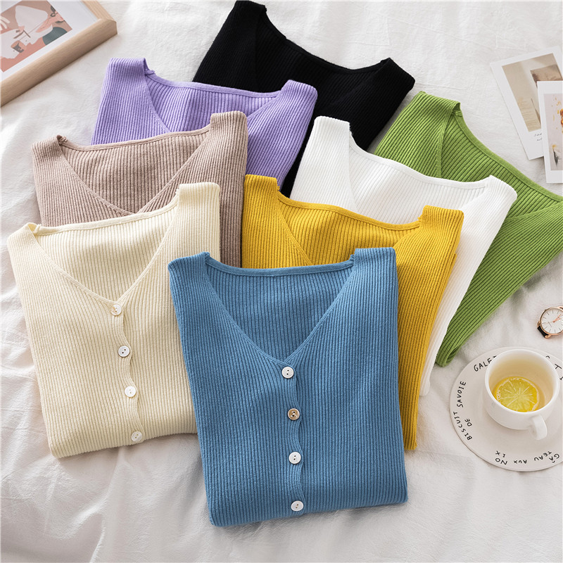 Winter knitted cardigan women New V-neck Sweater Women's Outdoor Knitted Cardigan Thin Autumn Base Top cardigans womens 201111wtt