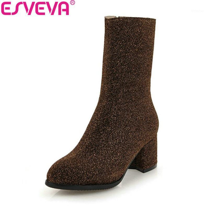 ESVEVA 2020 Women Shoes High Heels Winter Boots Stretch Fabric Ankle Boots Zip Western Style Square Heels Woman Shoes Size 34-431, Black
ESVEVA 2020 Women Shoes High Heels Winter Boots Stretch Fabric Ankle Boots Zip Western Style Square Heels Woman Shoes Size 34-431, Black