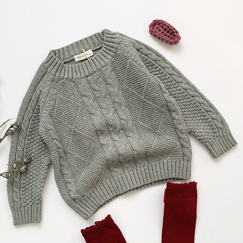 New Autumn Kids Boys Girls Long Sleeve Knit Hemp Flowers Sweater Winter Baby Kids Boys Girls Pullover Sweaters 201128
