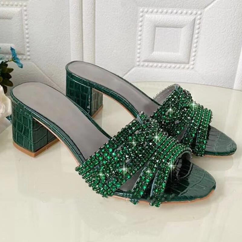 Bling Diamond Slippers Ladies Round Toe Summer Sandals High Square Heels Fashion Shoes Women Solid Casual Mules Shoes 2021 Hot, As show
Bling Diamond Slippers Ladies Round Toe Summer Sandals High Square Heels Fashion Shoes Women Solid Casual Mules Shoes 2021 Hot, As show