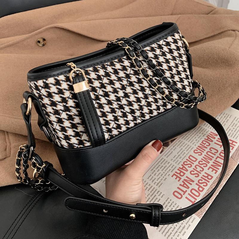 Women New Fashion Houndstooth Design Stray Bag INS Popular Hardware Chain Shoulder Bag Wool Crossbody, Black
Women New Fashion Houndstooth Design Stray Bag INS Popular Hardware Chain Shoulder Bag Wool Crossbody, Black