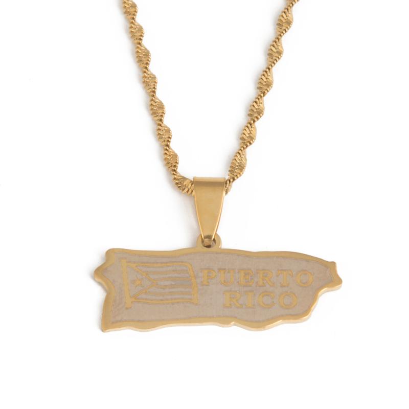 Chains Stainless Steel Puerto Rico Map Ricans Flag Pendant Necklace Gold Color Charm Country Features Ethnic Jewelry
Chains Stainless Steel Puerto Rico Map Ricans Flag Pendant Necklace Gold Color Charm Country Features Ethnic Jewelry