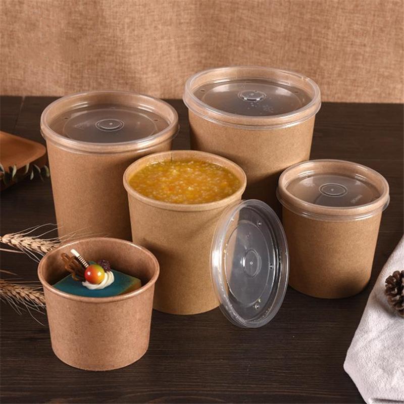 50pcs Large Capacity Disposable Kraft Paper Bowl With Paper Lid Takeaway Packing Cup Bucket Lunch Box Party Supplies
50pcs Large Capacity Disposable Kraft Paper Bowl With Paper Lid Takeaway Packing Cup Bucket Lunch Box Party Supplies
