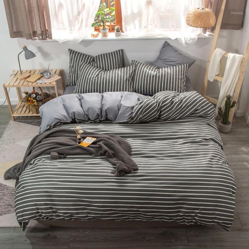 40 100% Pure Cotton Quilt Cover set Queen Full King single Size Gray stripes Duvet Cover Bedclothes Comfortable sheet bedding1, Tianyu-024
40 100% Pure Cotton Quilt Cover set Queen Full King single Size Gray stripes Duvet Cover Bedclothes Comfortable sheet bedding1, Tianyu-024