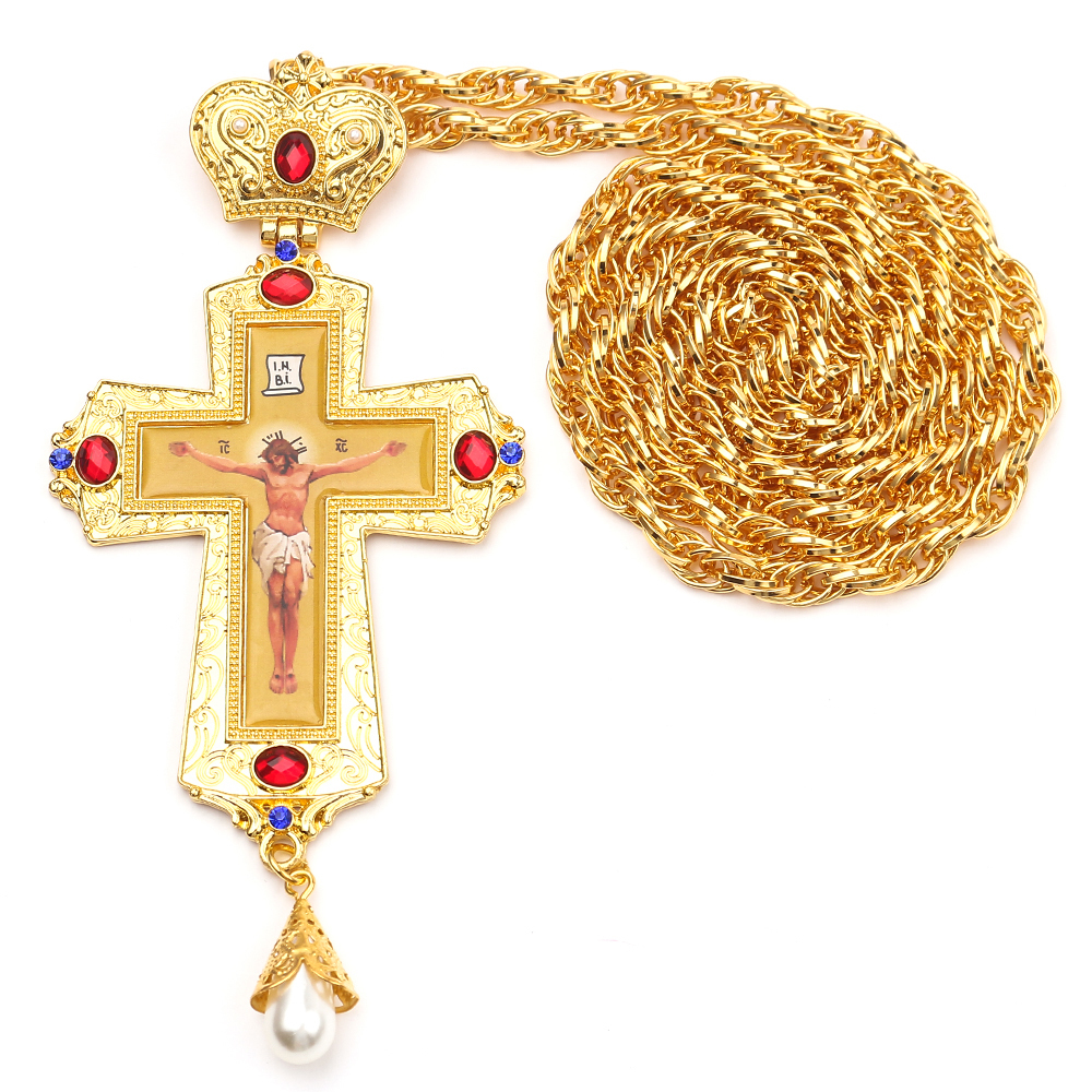 Jesus Cross Pectoral Pendants Orthodox Church Crucifix Religious Icon Byzantine Art Holy Cross For Priests Y1220