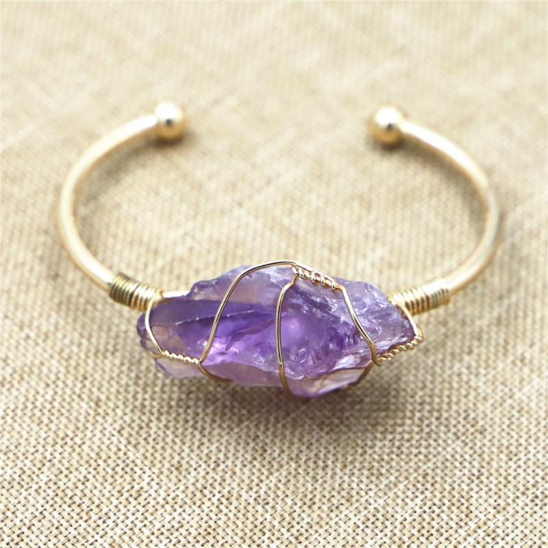 Bangle Irregular Crystal Quartz Cuff Copper Bracelet Natural Stone Gold Winding Jewelry For Women Girls Kids
Bangle Irregular Crystal Quartz Cuff Copper Bracelet Natural Stone Gold Winding Jewelry For Women Girls Kids