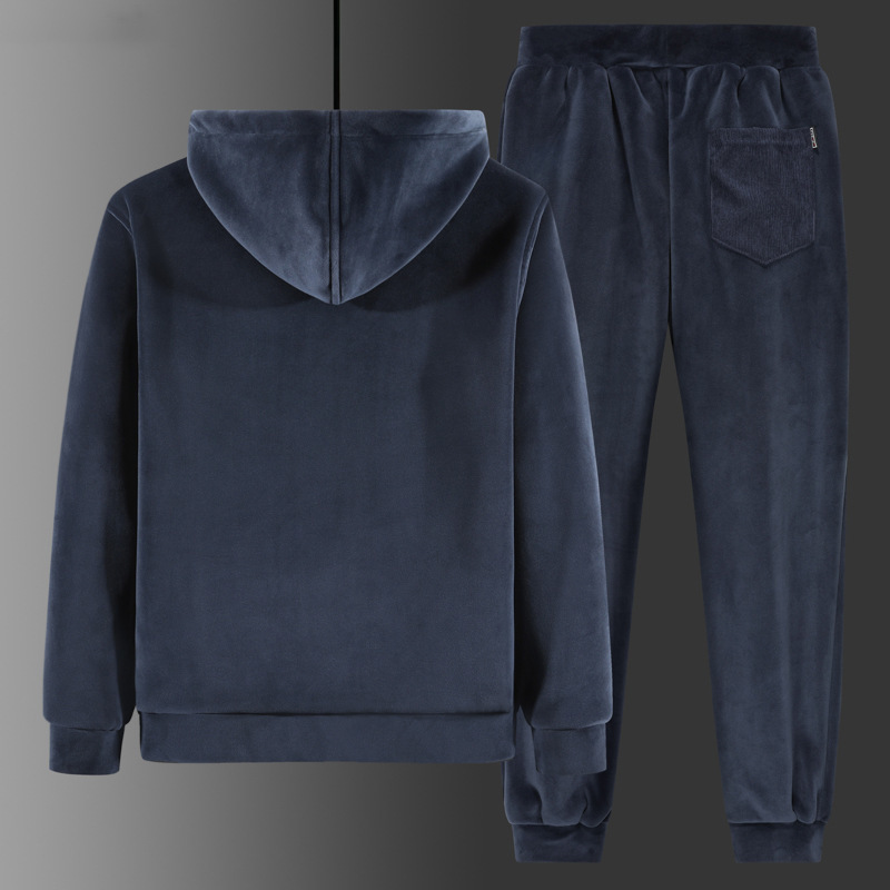 Winter Warm Tracksuits Men Hooded Set Velvet Thick Two Pieces Sets Jacket+Pants New Trend Mens Sportswear Casual Track Suit 201123