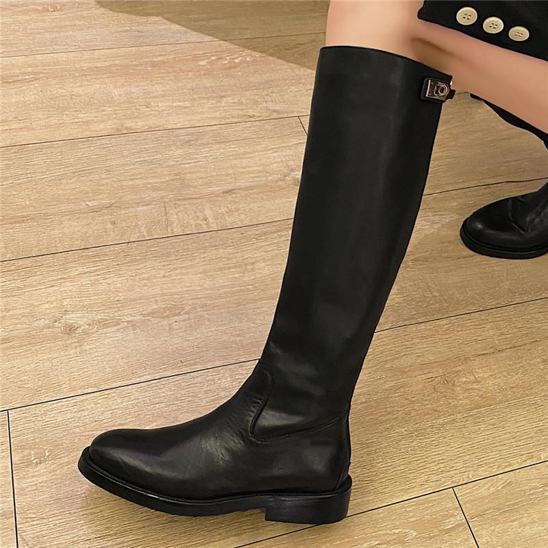 Full Cowhide Star Same Style Knee-High Riding Boots Autunm Winter Flat Round Toe Long Tube Women Shoes Back Zip Botas Feminina, Black
Full Cowhide Star Same Style Knee-High Riding Boots Autunm Winter Flat Round Toe Long Tube Women Shoes Back Zip Botas Feminina, Black