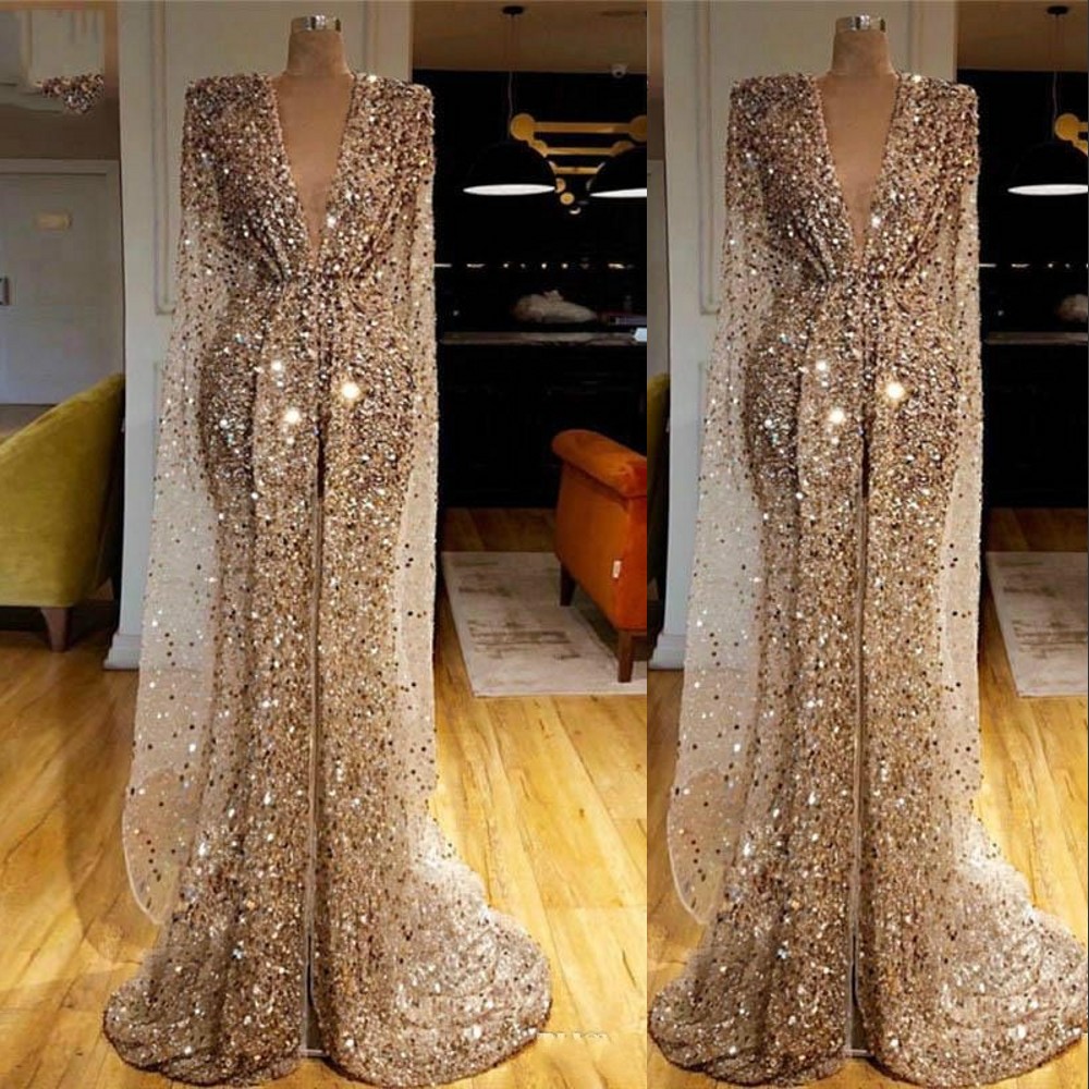 2021 Gold Glitter Prom Dresses Arab Dubai Sequins Beads Deep V Neck Mermaid Evening Dresses Luxury Long Sleeves Split Pageant Dress Custom, Same as picture
2021 Gold Glitter Prom Dresses Arab Dubai Sequins Beads Deep V Neck Mermaid Evening Dresses Luxury Long Sleeves Split Pageant Dress Custom, Same as picture