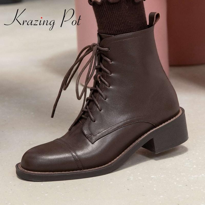 krazing pot British style genuine leather round toe med heel bowtie beauty lady winter streetwear basic fashion ankle boots L56, Black
krazing pot British style genuine leather round toe med heel bowtie beauty lady winter streetwear basic fashion ankle boots L56, Black