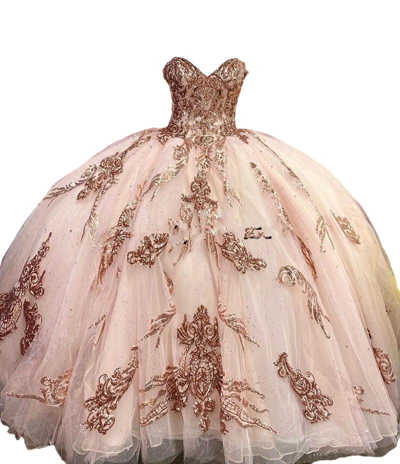 Charro rose Pink Quinceanera Dresses Off the Shoulder Sequins Lace Appliques Ball Gown Prom Dress Corset Back Sweet 16 Gowns Vestidos De Xv Años