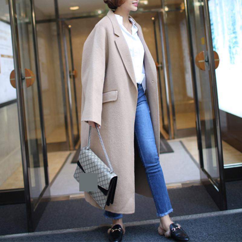 GetSpring Women Wool Coat Thickened Cashmere Overcoat Loose Long Autumn Winter Wool Jacket Women Oversized Coat Woolen Coat 201216