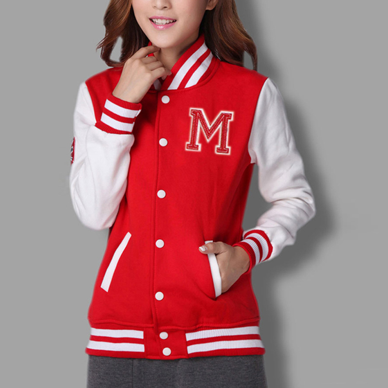 M classical bomber ladies jacket women coat female autumn casual cardigan team patchwork Baseball o-neck tops bolero 201126