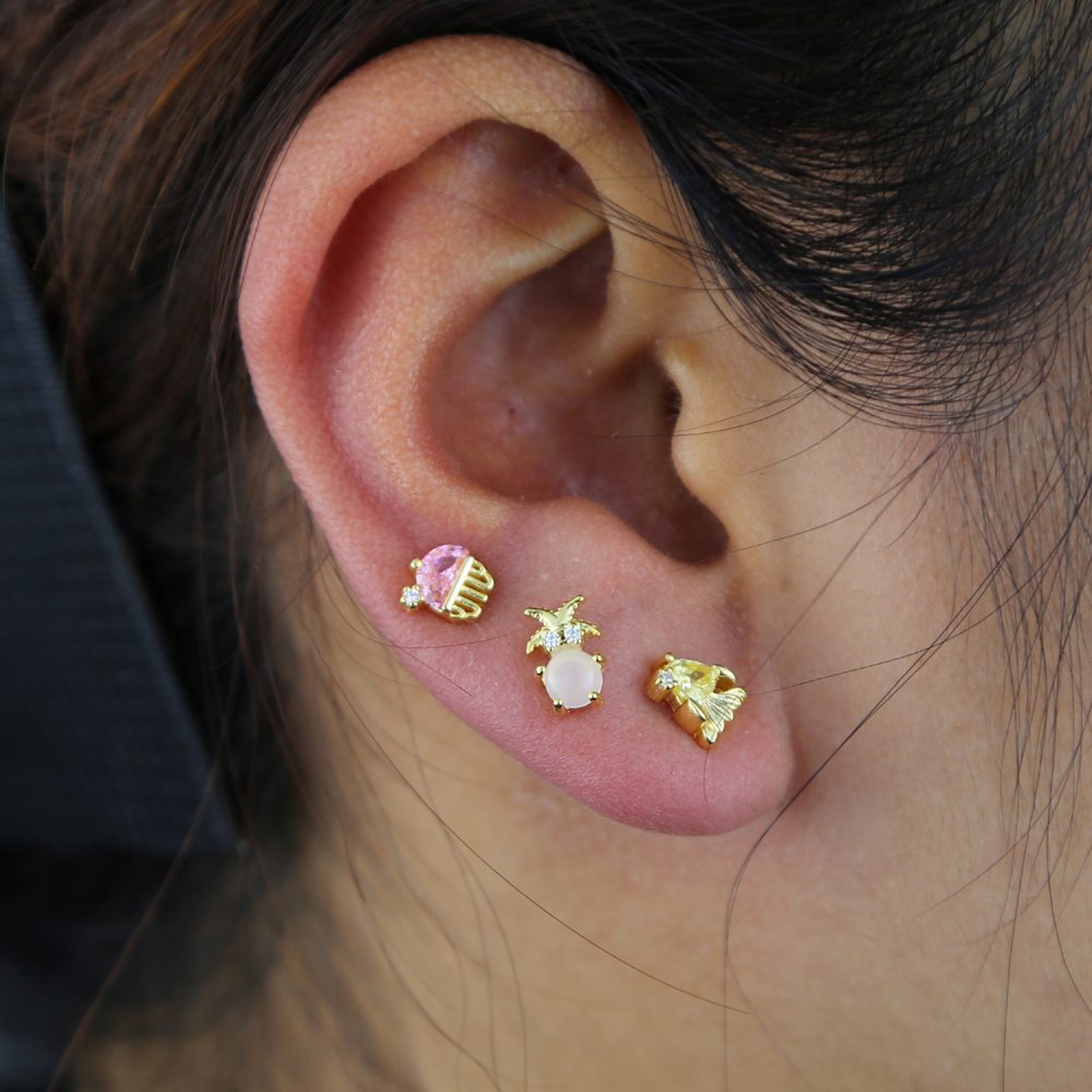 2021 summer collection 100 925 sterling silver gold plated earrings cute lovely sea animal mini tiny stud earring for girl wholesale