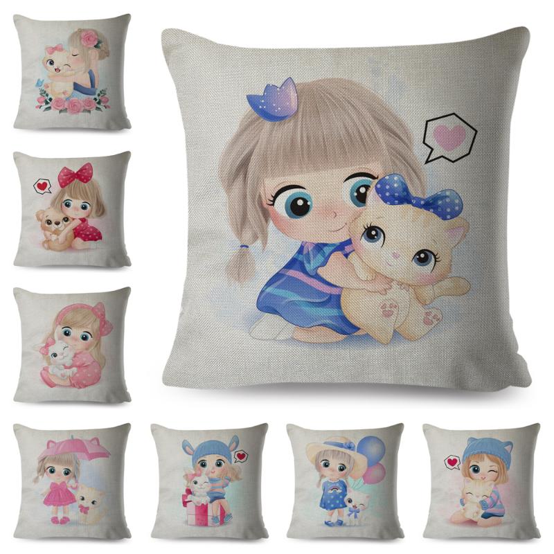 Cute Child Girl and Cat Cushion Cover for Children Room Sofa Home Car Decor Lovely Cartoon Pillow Case Linen Pillowcase 45x45cm, 16
Cute Child Girl and Cat Cushion Cover for Children Room Sofa Home Car Decor Lovely Cartoon Pillow Case Linen Pillowcase 45x45cm, 16