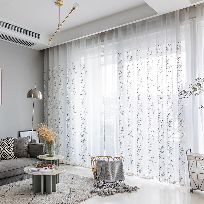 Pastoral Simplicity Small Green Leaves Embroidered Window Screens Sheer Tulle Curtains For living room bedroom curtains M199&30, White
Pastoral Simplicity Small Green Leaves Embroidered Window Screens Sheer Tulle Curtains For living room bedroom curtains M199&30, White