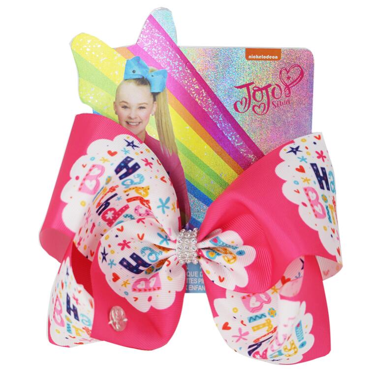 8 Inch Bow for Girls Jojo Siwa Large unicorn Hair Bows for Girls with Clips Bowknot Handmade Girl Hair Accessory 10pcs