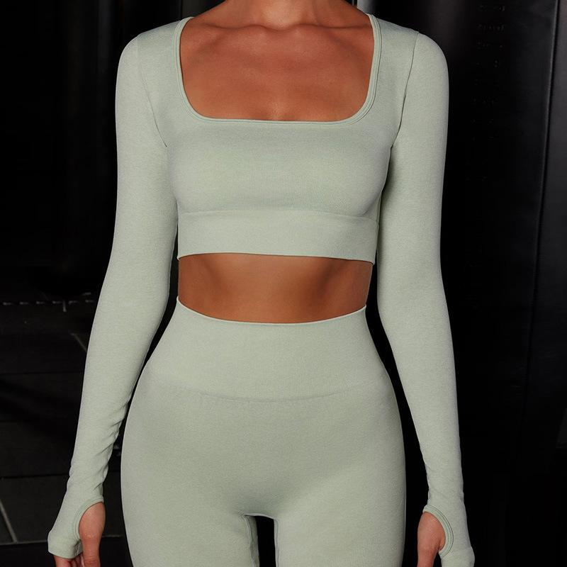 Sexy Two Pieces Seamless Long Sleeves Yoga Set Women Running Workout Gym Sportswear Female Breathable Leggings Sports Bra, Blue
Sexy Two Pieces Seamless Long Sleeves Yoga Set Women Running Workout Gym Sportswear Female Breathable Leggings Sports Bra, Blue
