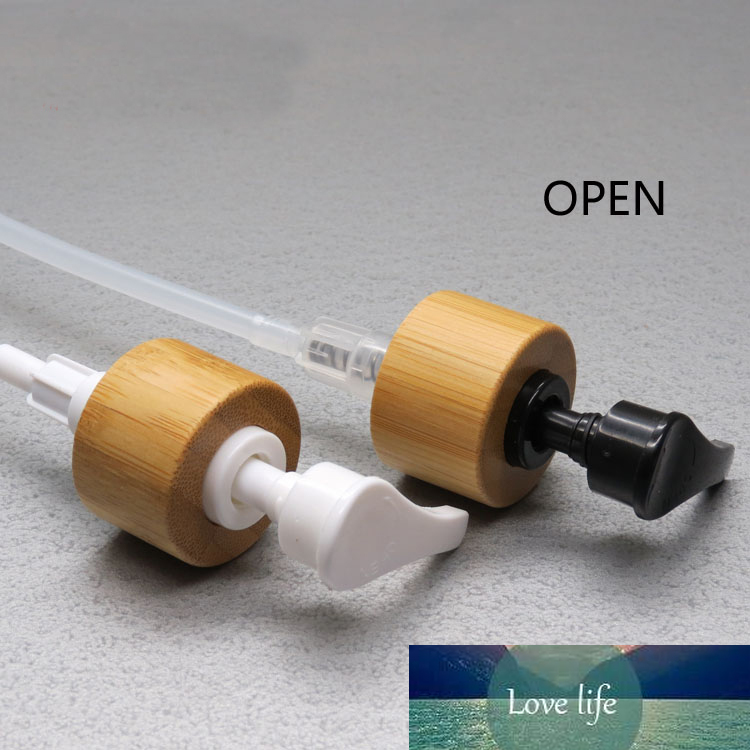 24/410 Bamboo Black/White Lotion Pump Head Lid for Shampoo/Body Wash Bottle, Emulsion Pressed Head Pump for Cosmetic Containers