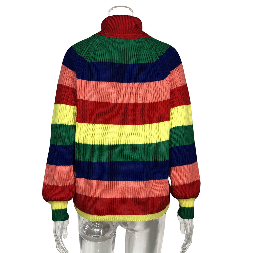 Rainbow Sweater round neck color long sleeve shirt autumn sweater shirt women's clothing 02-ST-ylzsms 201221