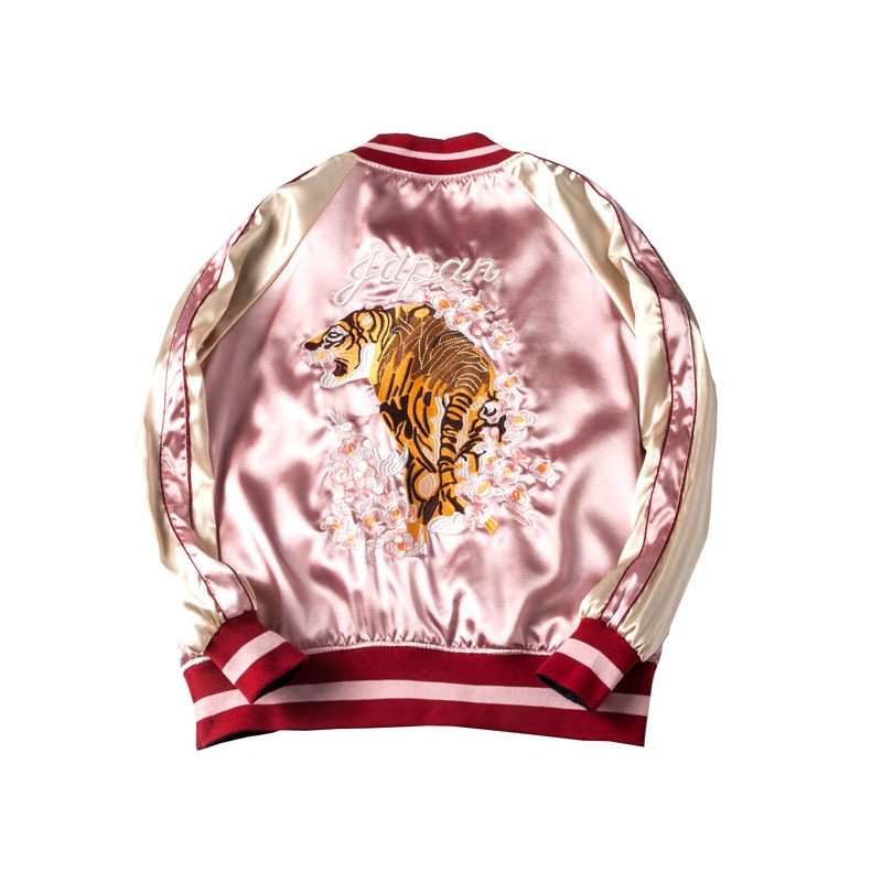 fall two Spring sides wear tiger embroidered of women in satin plain baseball jacket casual coats H2WI, Pink.
fall two Spring sides wear tiger embroidered of women in satin plain baseball jacket casual coats H2WI, Pink.