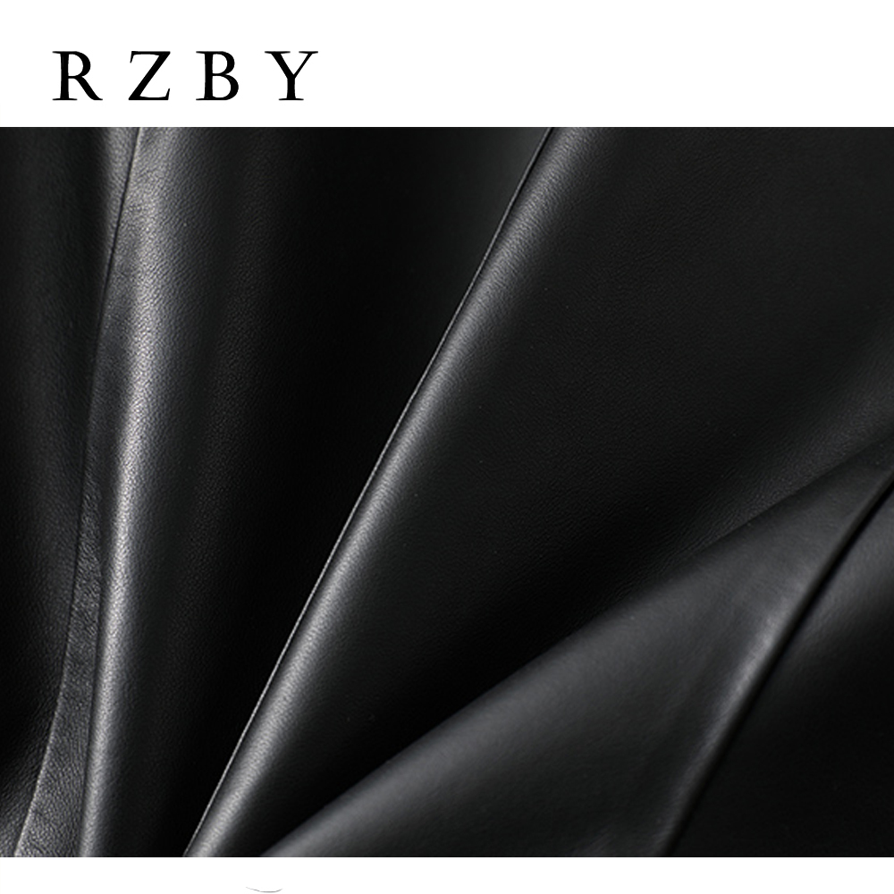 RZBY Soft Sheepskin Genuine Leather Coat Black Jacket Women Autumn Clothes Casual Genuine Leather Jacket Fashion LJ201127